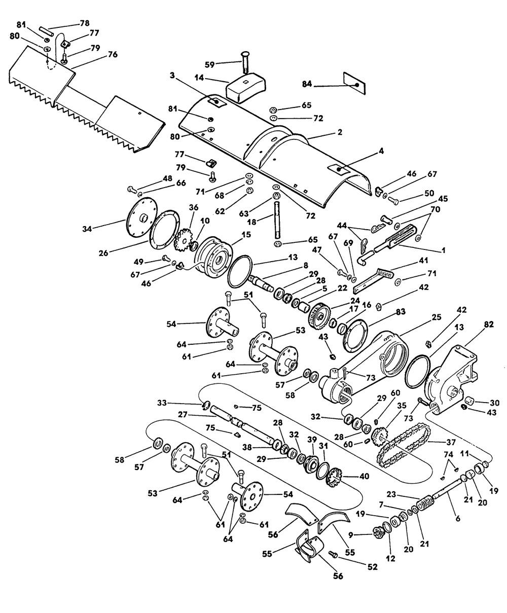 Tiller Diagram and Parts List for 62542C (K00000001-K99999999)(1991) Lawn Boy Lawn Tractor